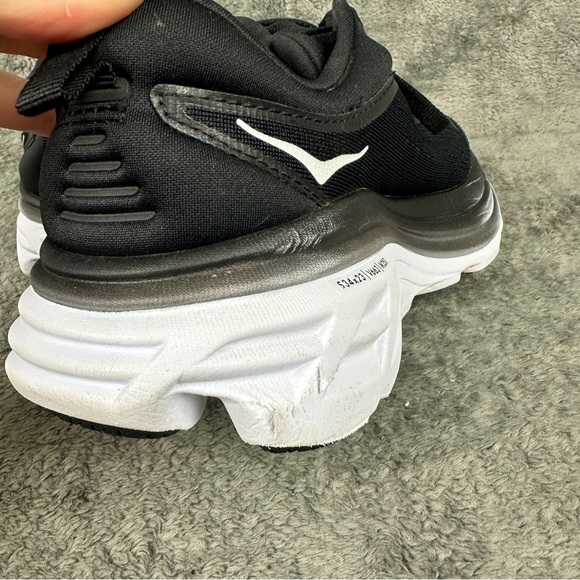 Hoka One One Shoes Womens 6 B Bondi 8 Black/White Running Athletic Gym - Picture 8 of 11